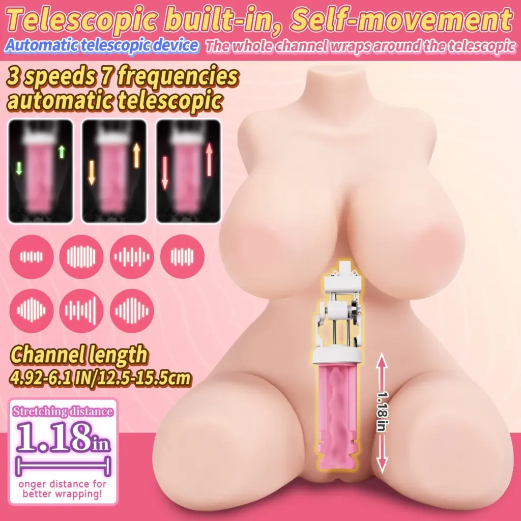 CUS-Male masturbator, jelly-like soft breasts, fully automatic, electrically adjustable, semi-body type sex toy