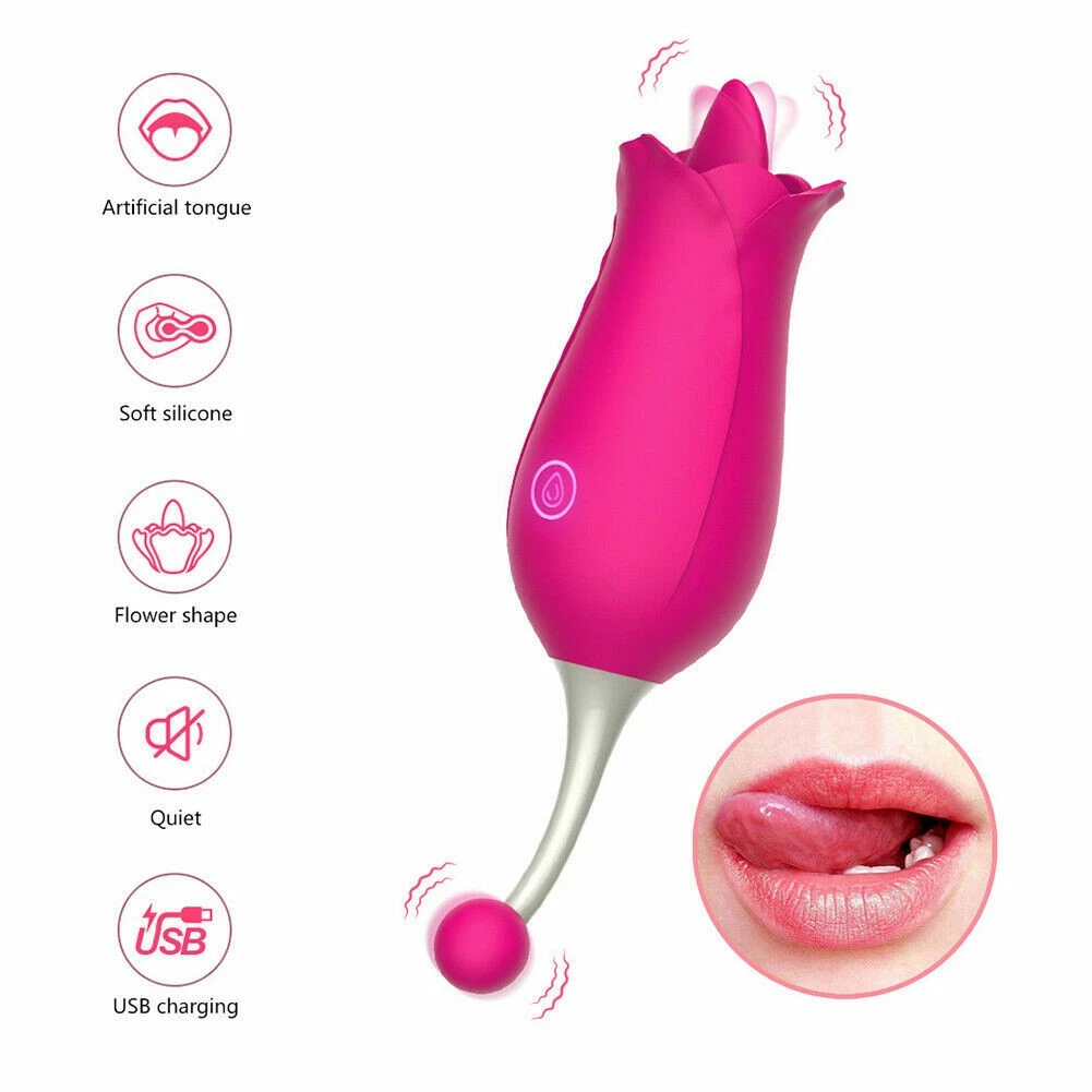 CUS-Red flower bullet-shaped tongue vibrator G-spot female sex toy for couples