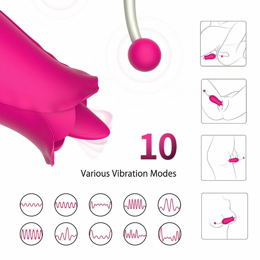 CUS-Red flower bullet-shaped tongue vibrator G-spot female sex toy for couples