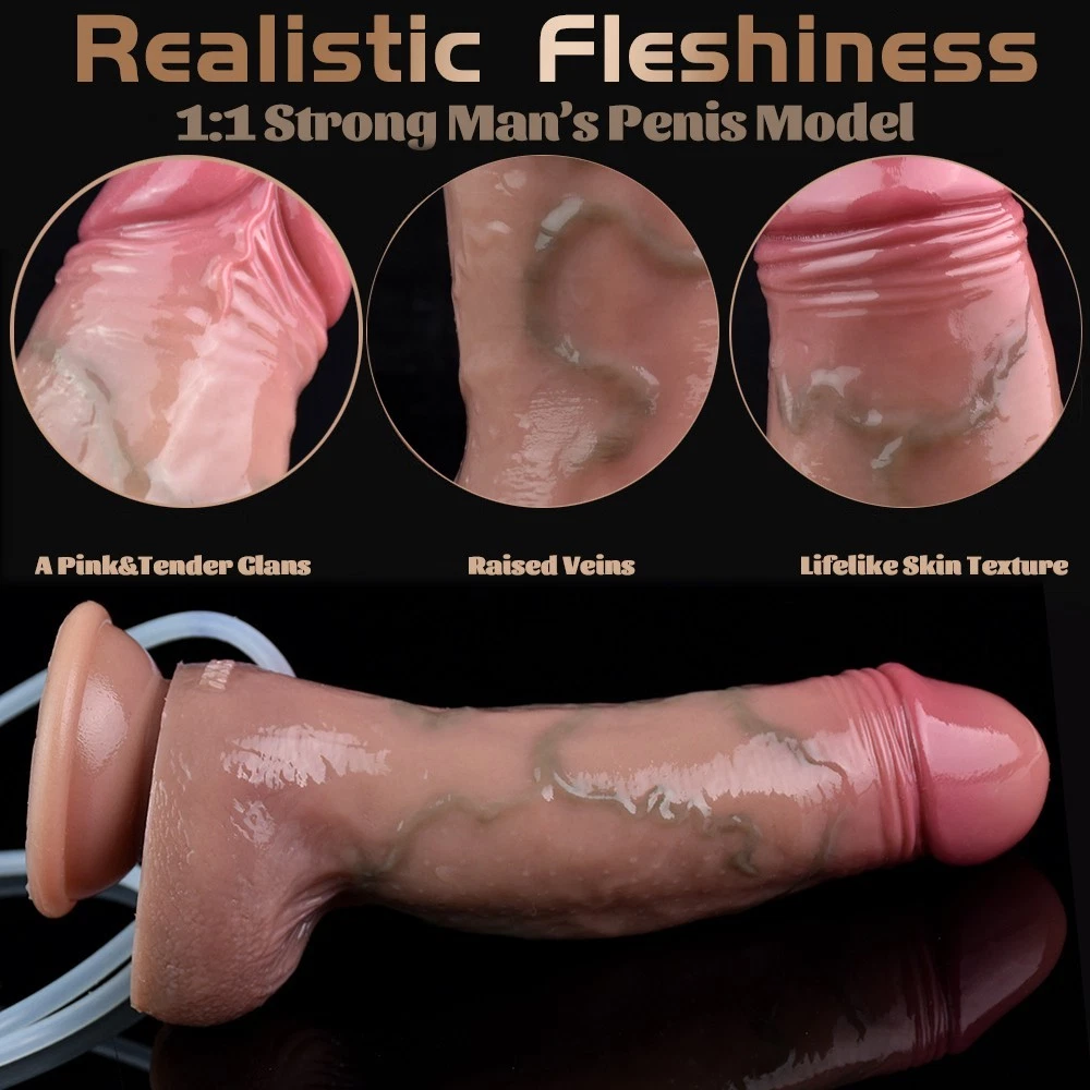 CUS-Realistic simulation of ejaculation fake penis, large and thick head of the penis, suction cup type penis-anus female erotic toy