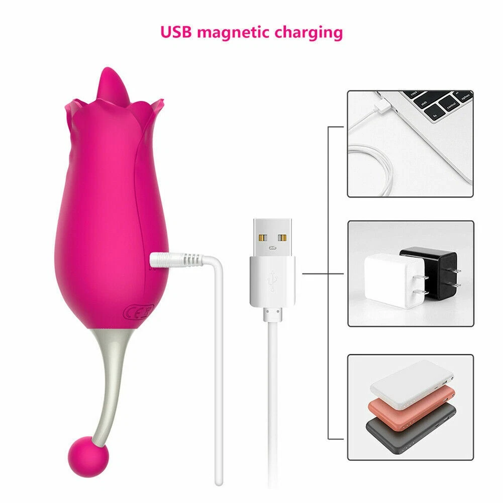 CUS-Red flower bullet-shaped tongue vibrator G-spot female sex toy for couples