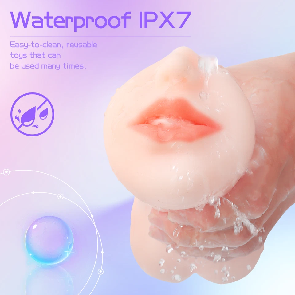 CUS-3 in 1 Realistic Oral Vagina Anal Pocket Pussy Male Masturbator Sex Toys